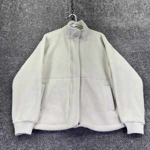 Mondetta Jacket Womens Large White Sherpa Fleece Full Zip Collared Pockets Warm
